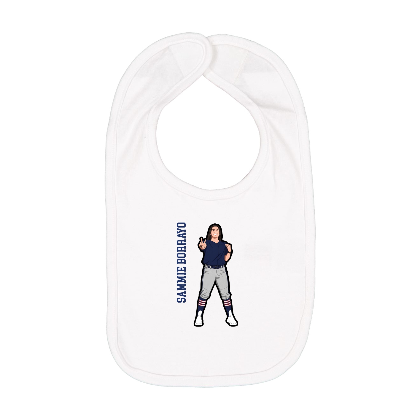 Infant Bib — Name Vertical in White
