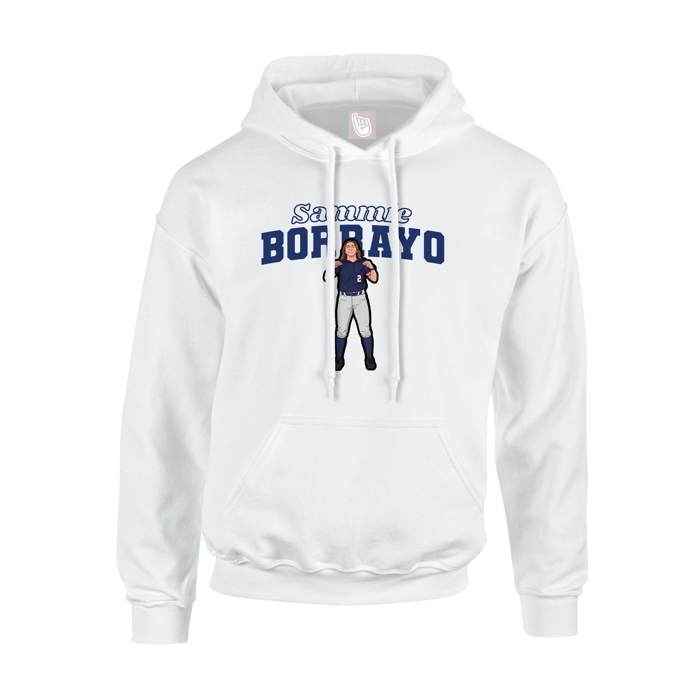Youth Hoodie — Name Arch in White