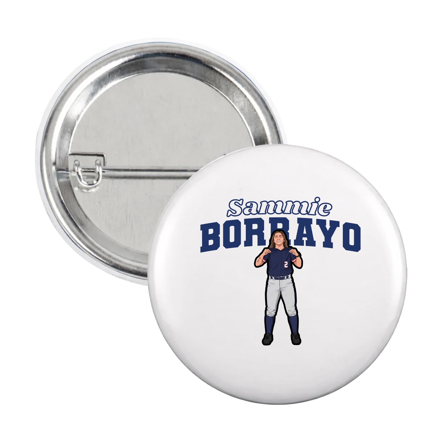 Game Day Button — Name Arch in White