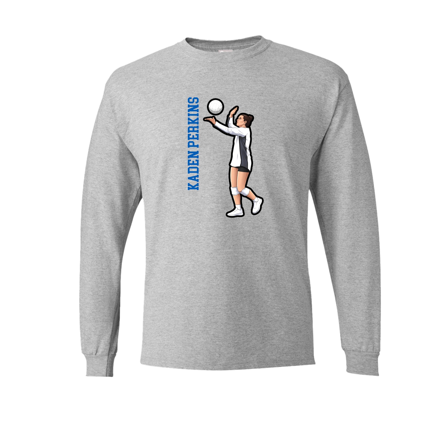 Long Sleeve Tee — Name Vertical in Grey