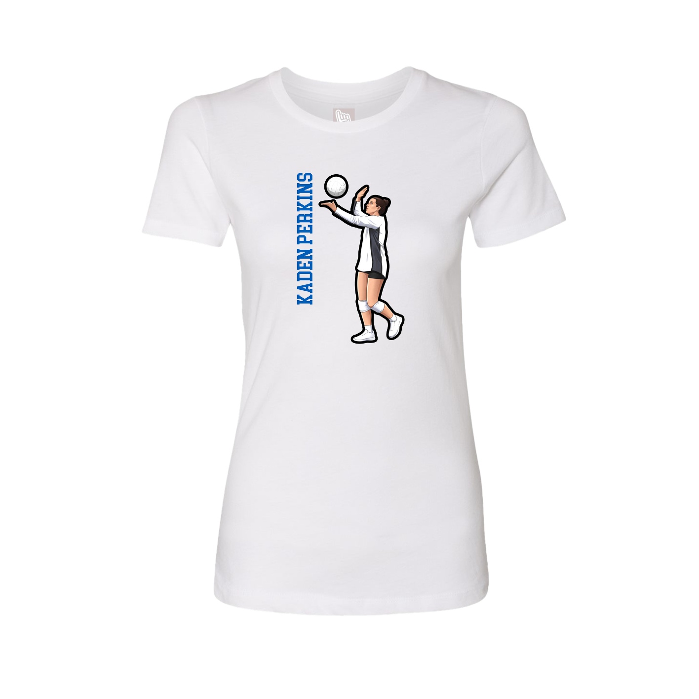 Fitted Women's Tee — Name Vertical in White