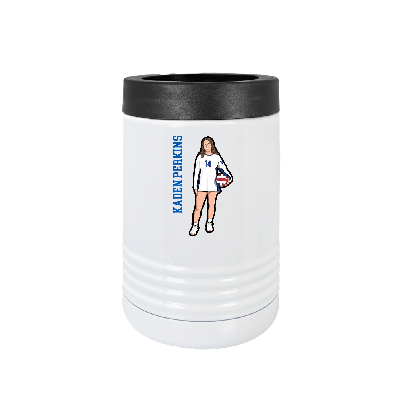 Beverage Holder — Name Vertical in White