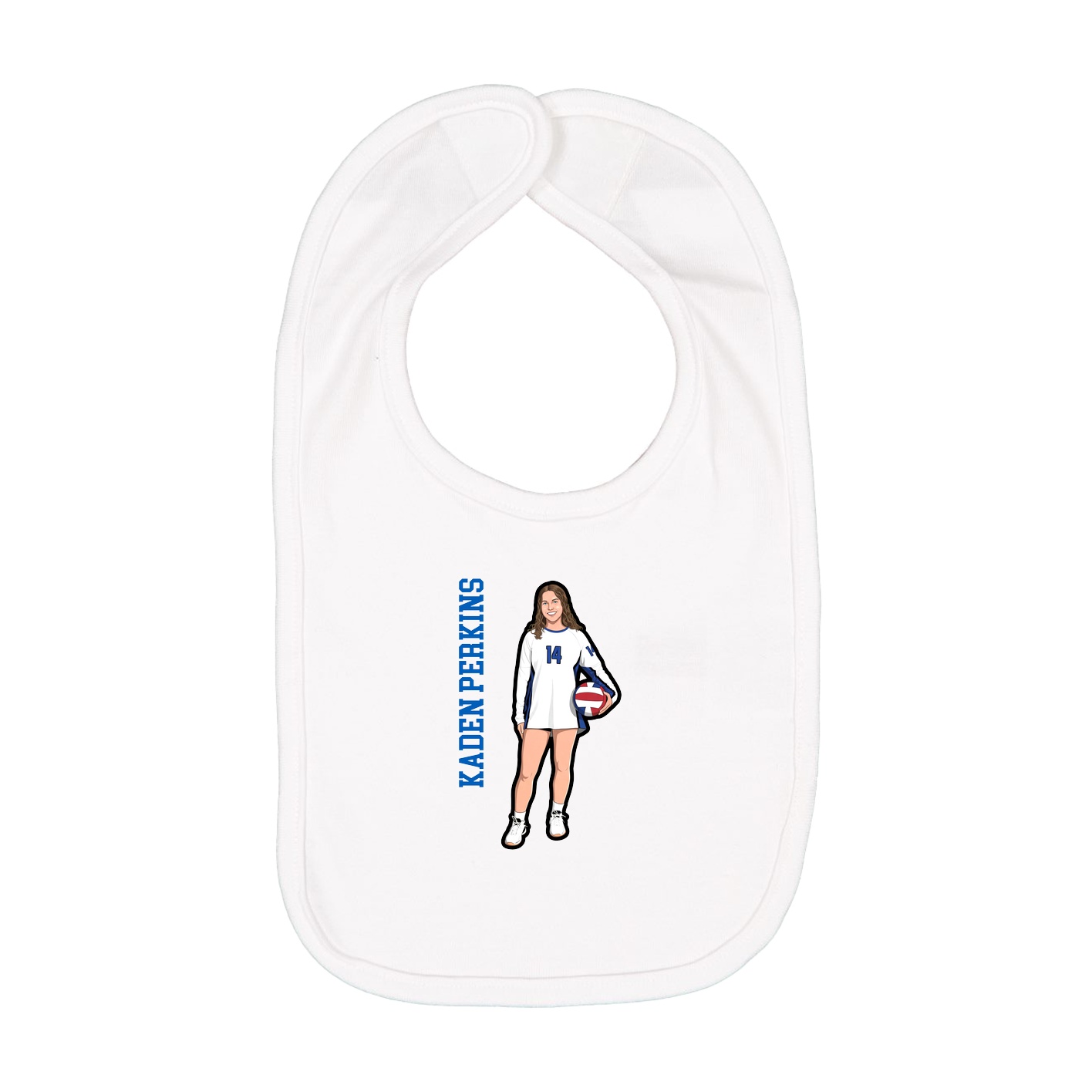 Infant Bib — Name Vertical in White