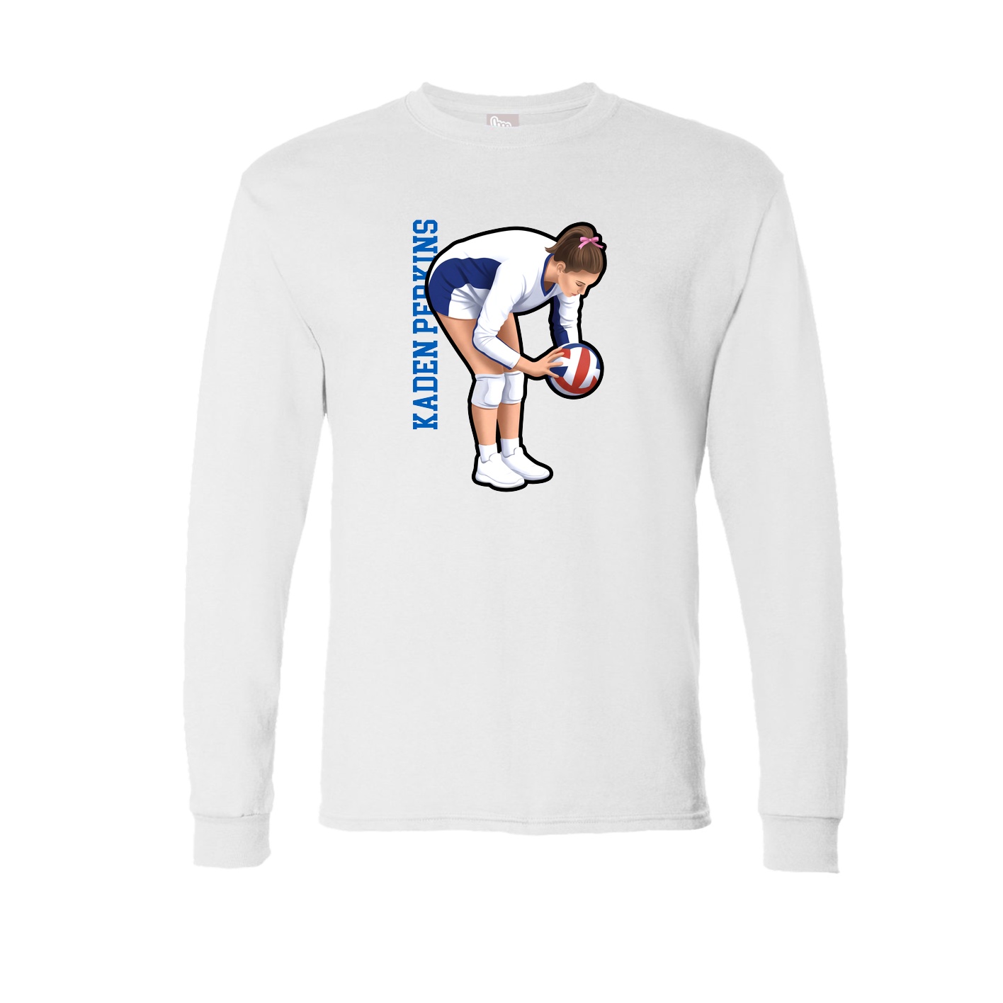 Long Sleeve Tee — Name Vertical in White