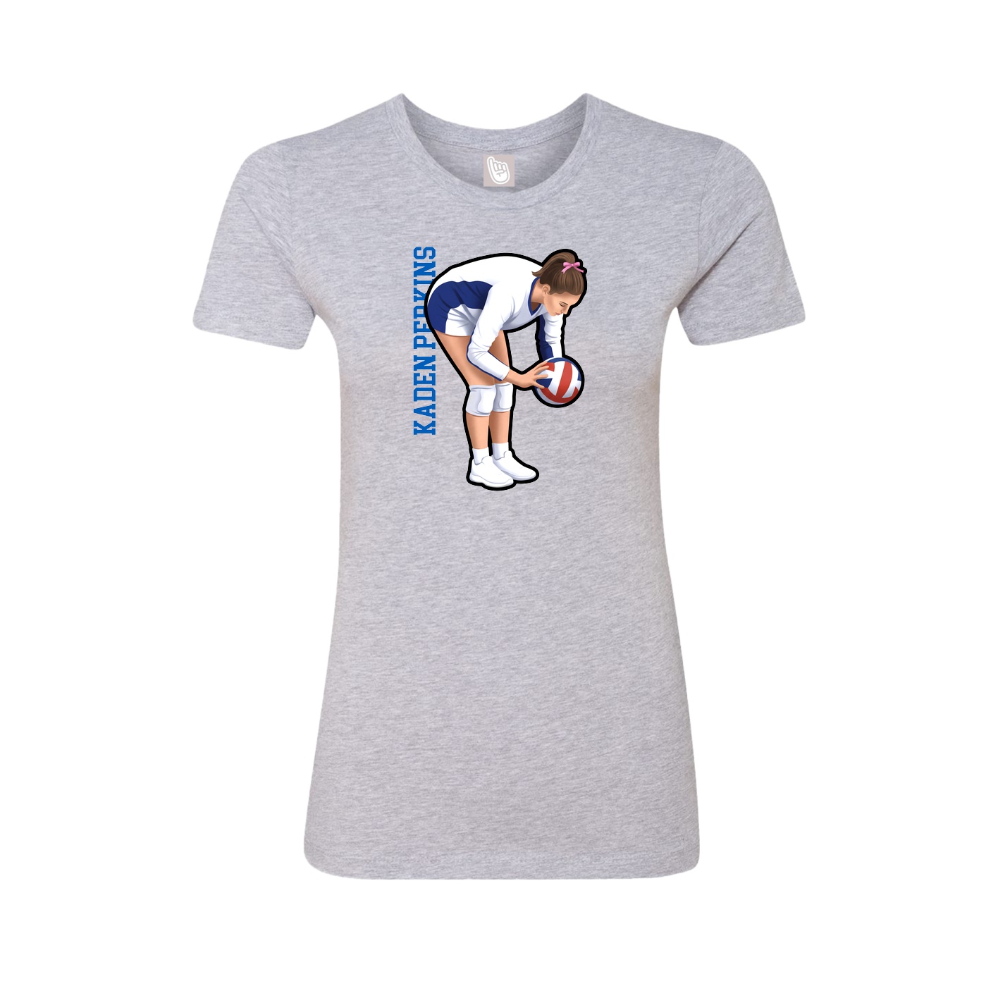 Fitted Women's Tee — Name Vertical in Grey