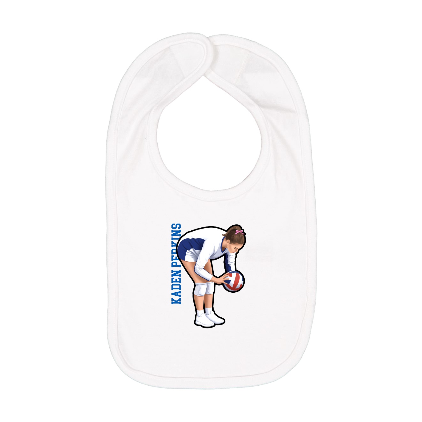 Infant Bib — Name Vertical in White