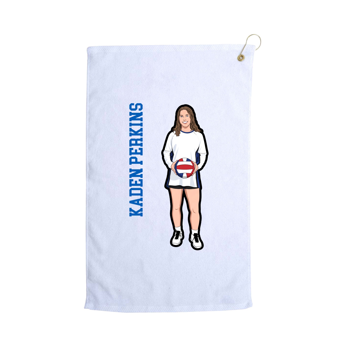 Golf Towel — Name Vertical in White