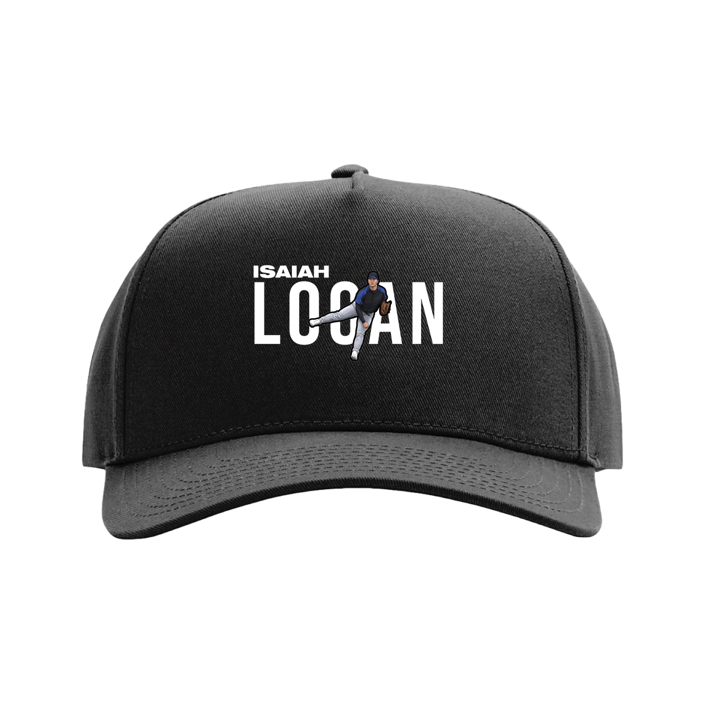 Full Fabric Five-Panel Champ Cap — Player Name in Black