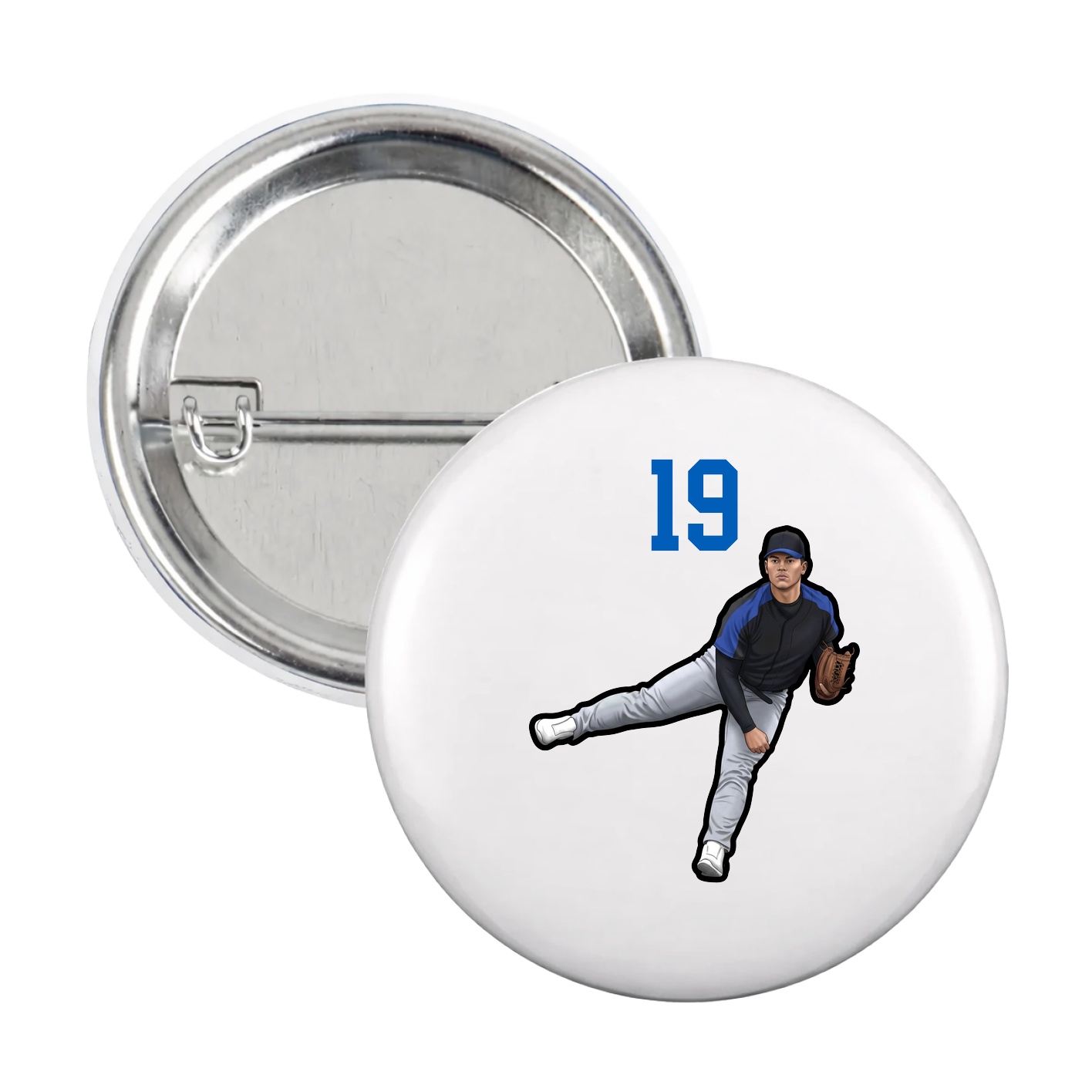 Game Day Button — Number Top in White