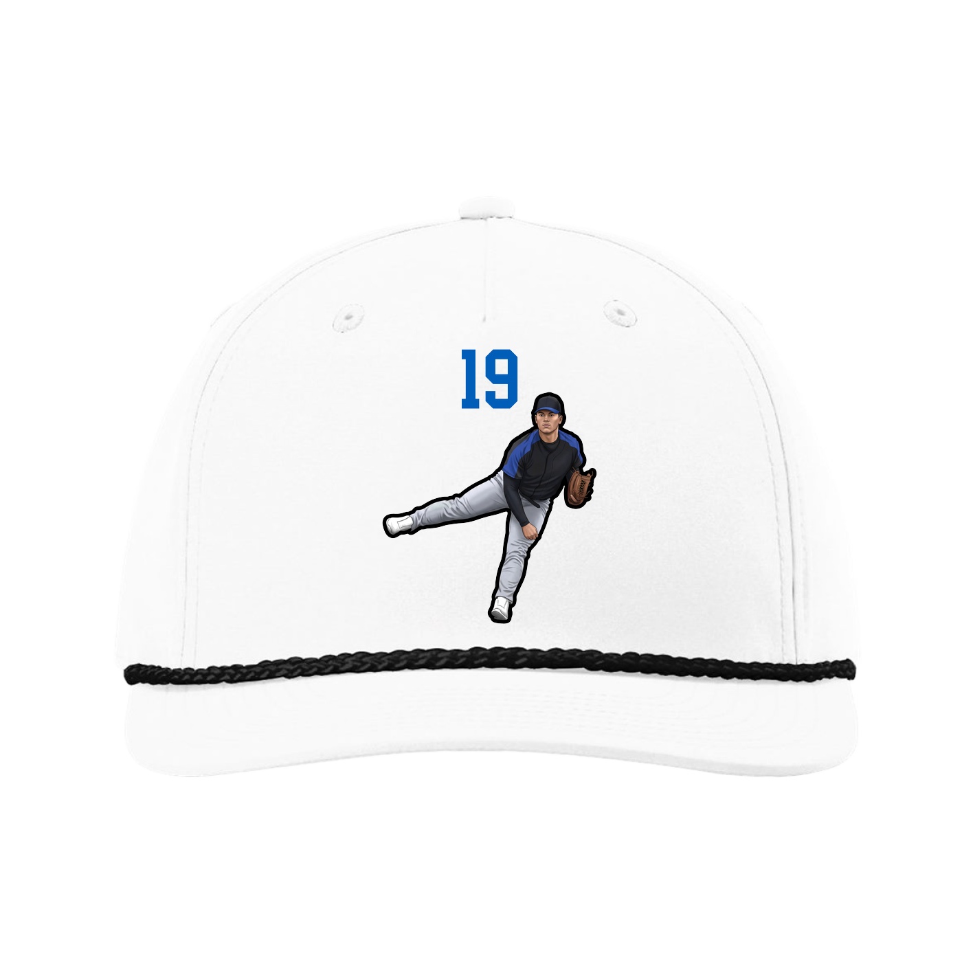 Five-Panel Classic Rope Cap — Number Top in White