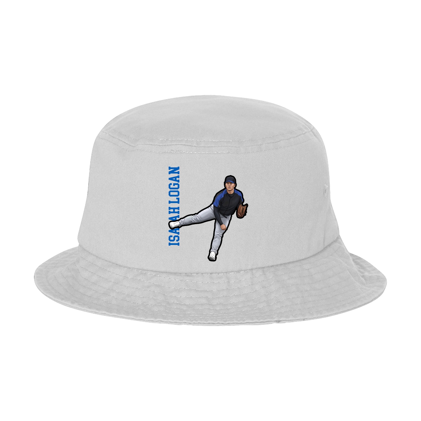 Bucket Cap — Name Vertical in White
