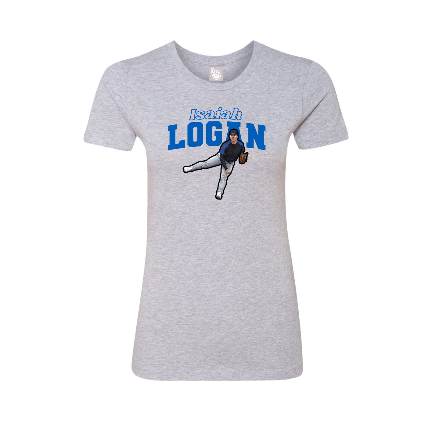 Fitted Women's Tee — Name Arch in Grey