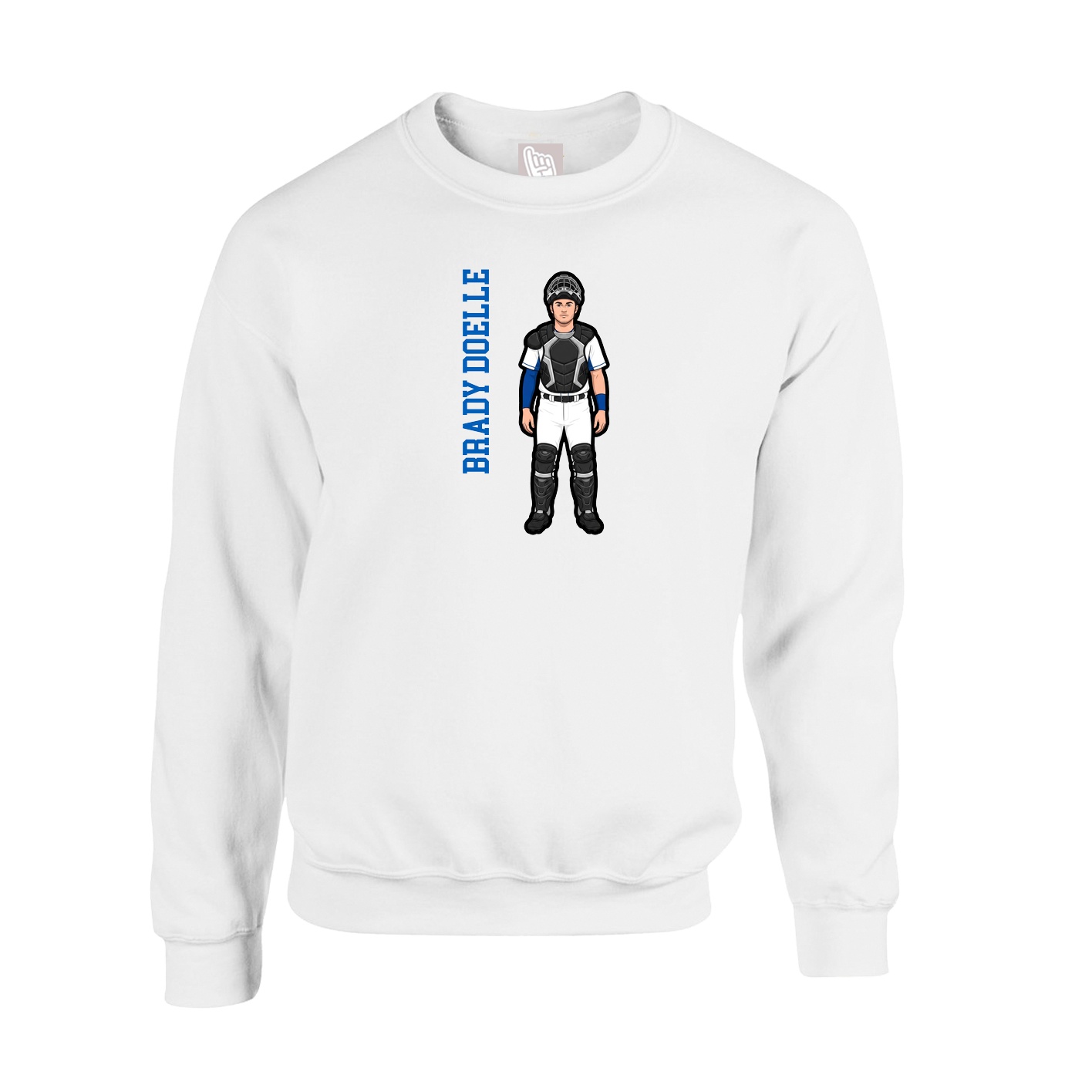 Fleece Crew — Name Vertical in White