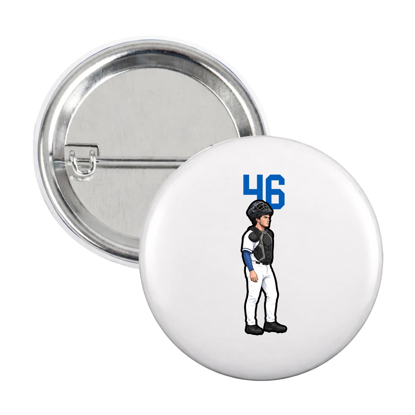 Game Day Button — Number Top in White