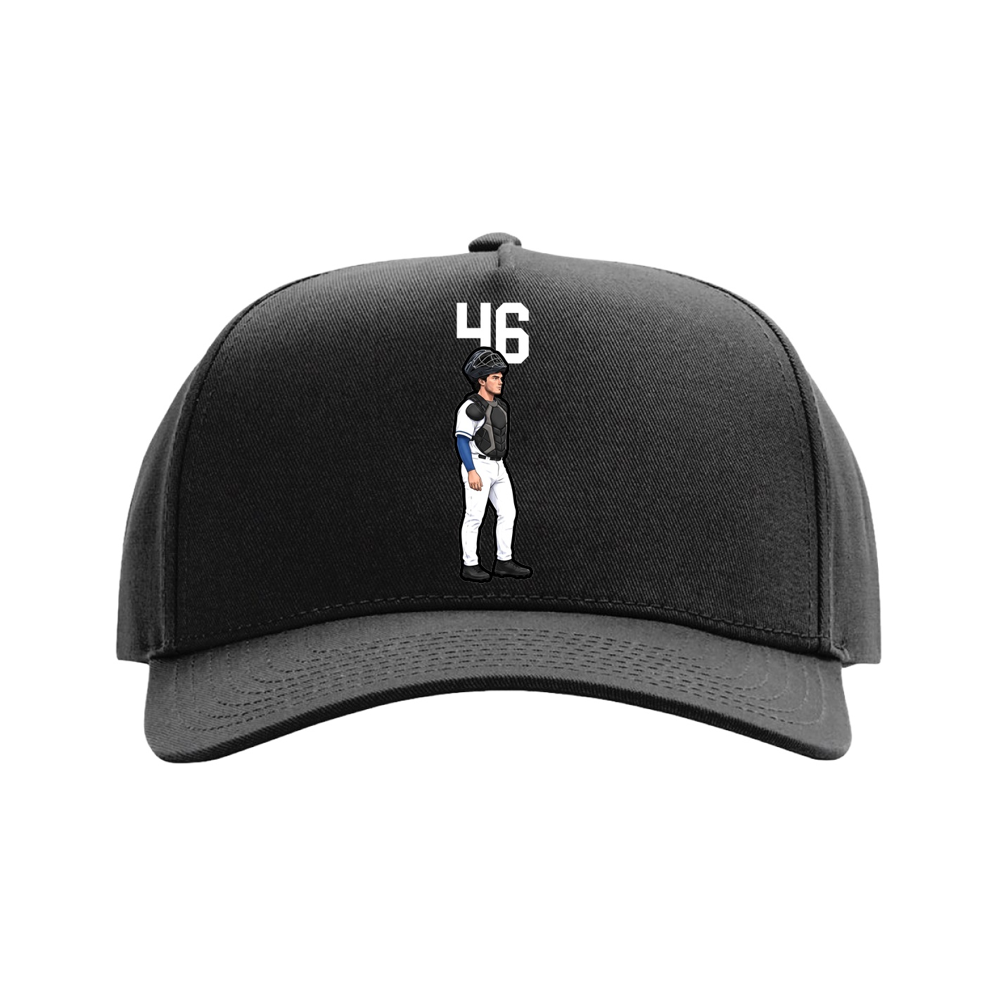 Full Fabric Five-Panel Champ Cap — Number Top in Black