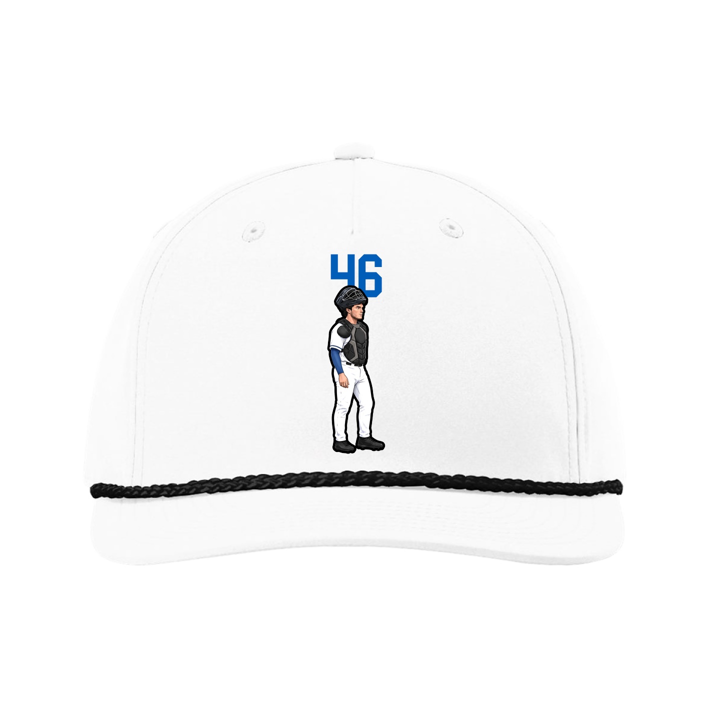 Five-Panel Classic Rope Cap — Number Top in White