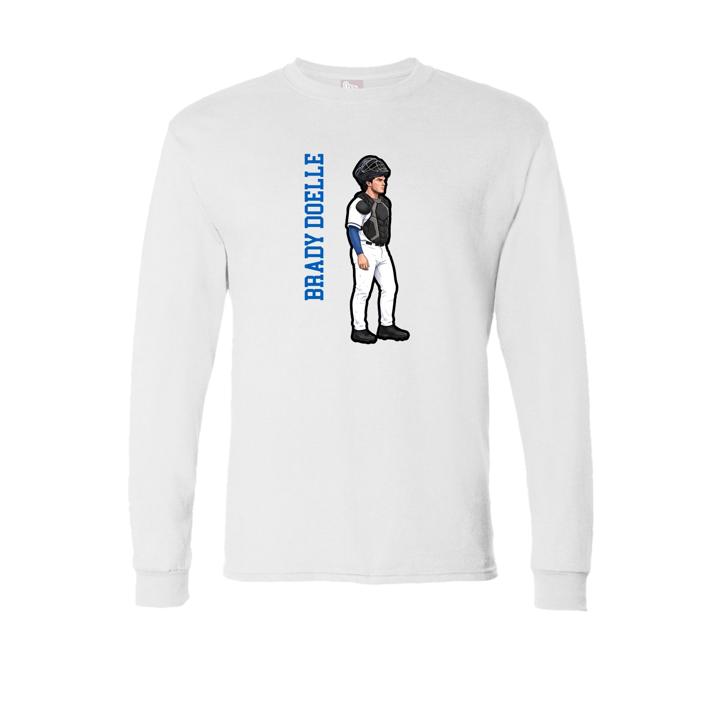 Long Sleeve Tee — Name Vertical in White