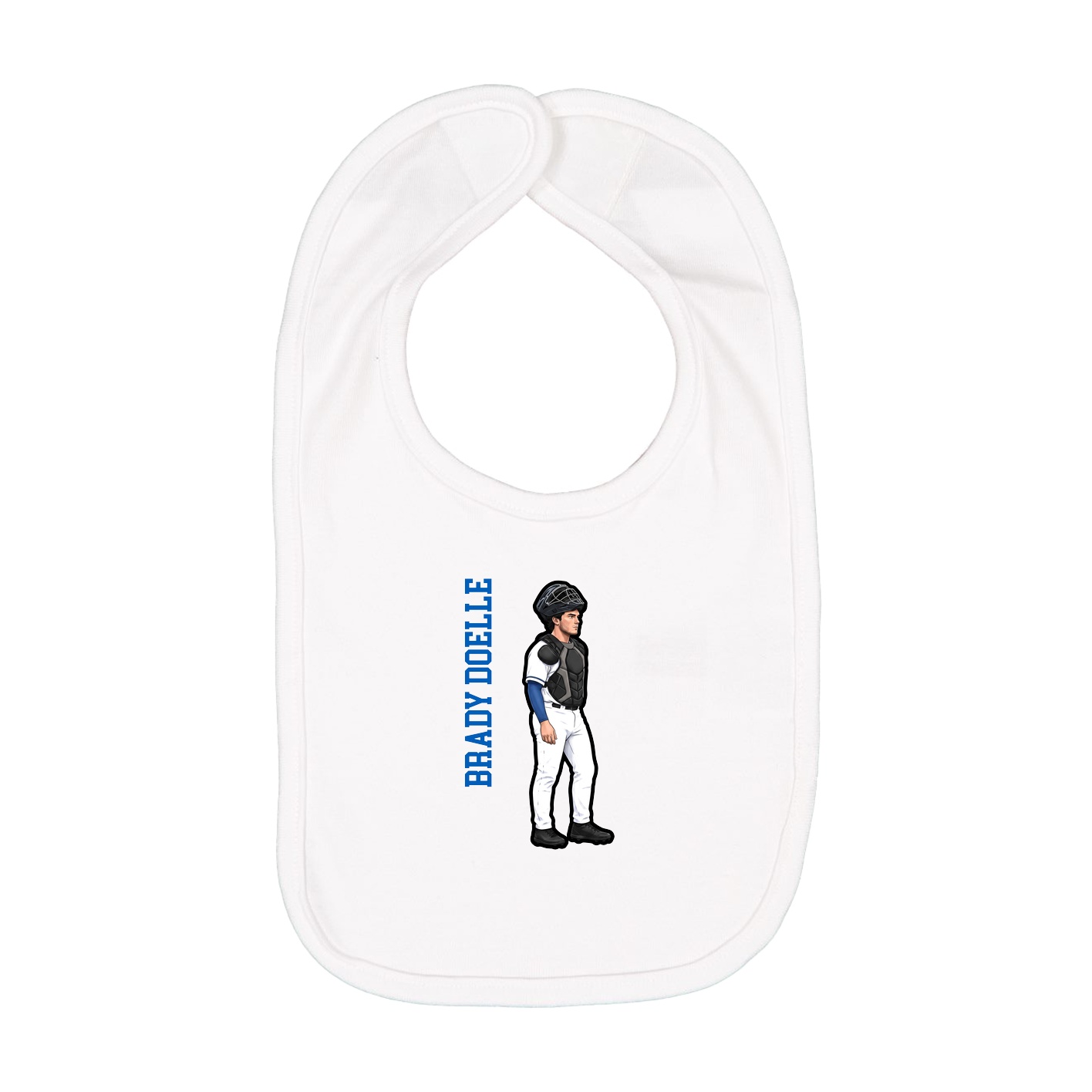 Infant Bib — Name Vertical in White