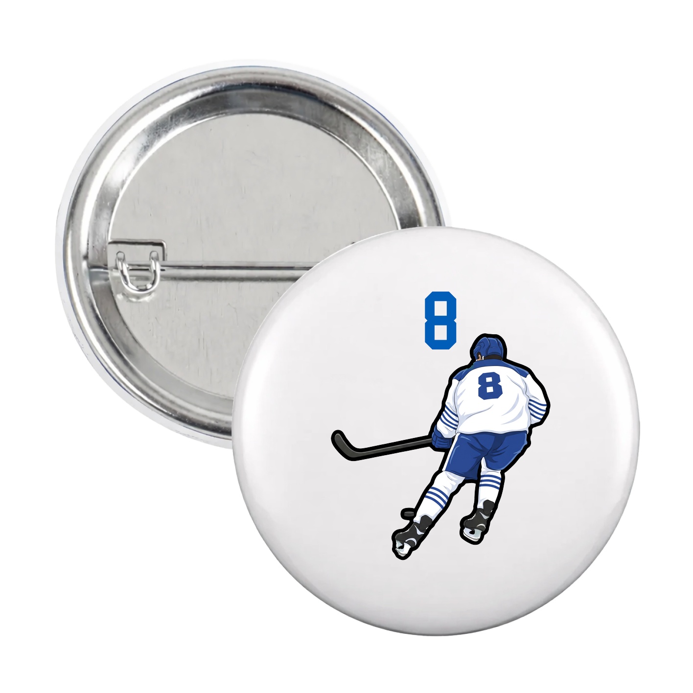 Game Day Button — Number Top in White
