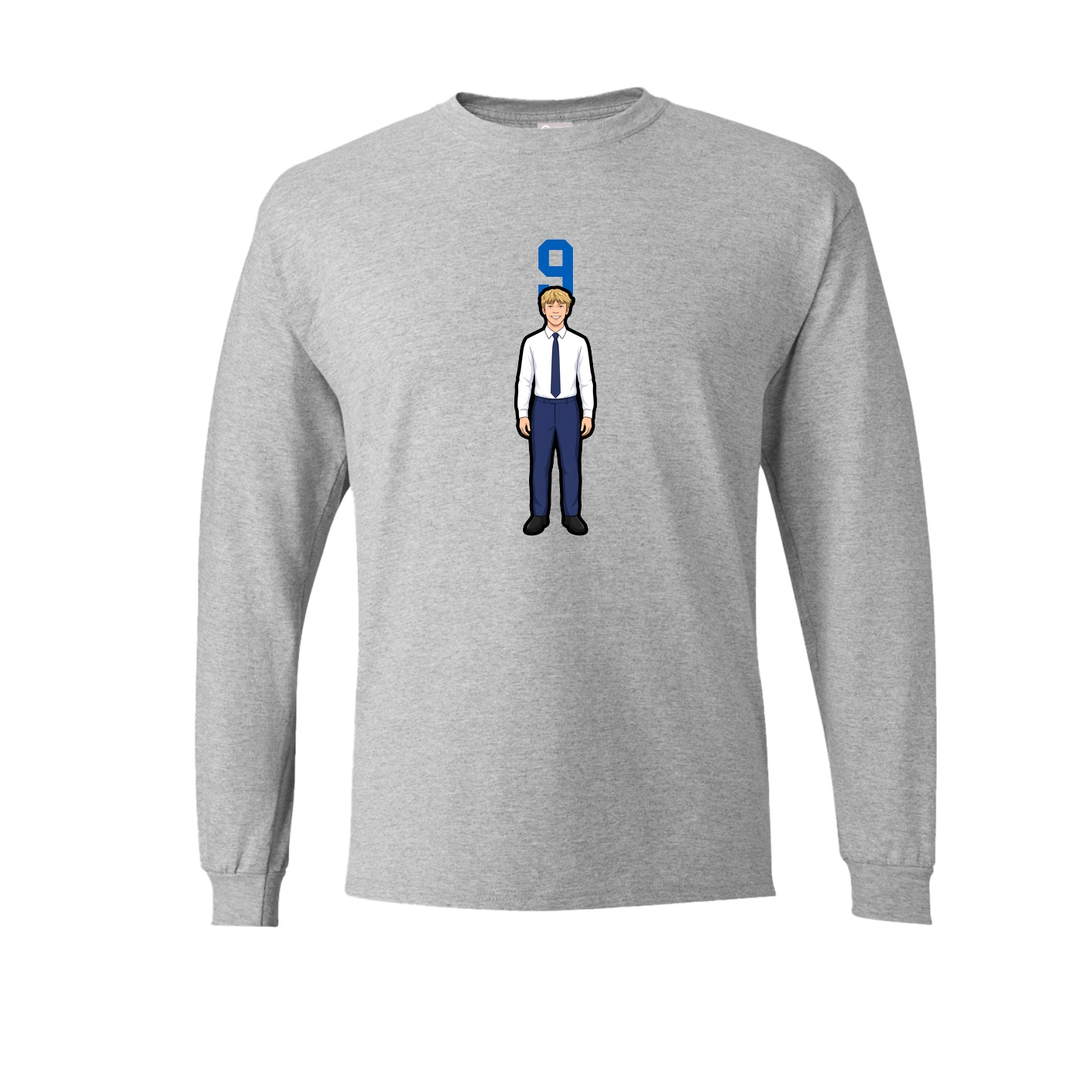 Long Sleeve Tee — Number Top in Grey