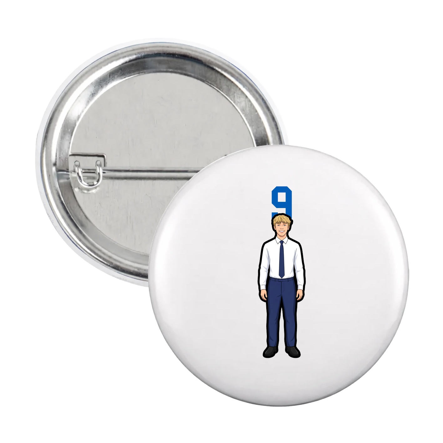 Game Day Button — Number Top in White