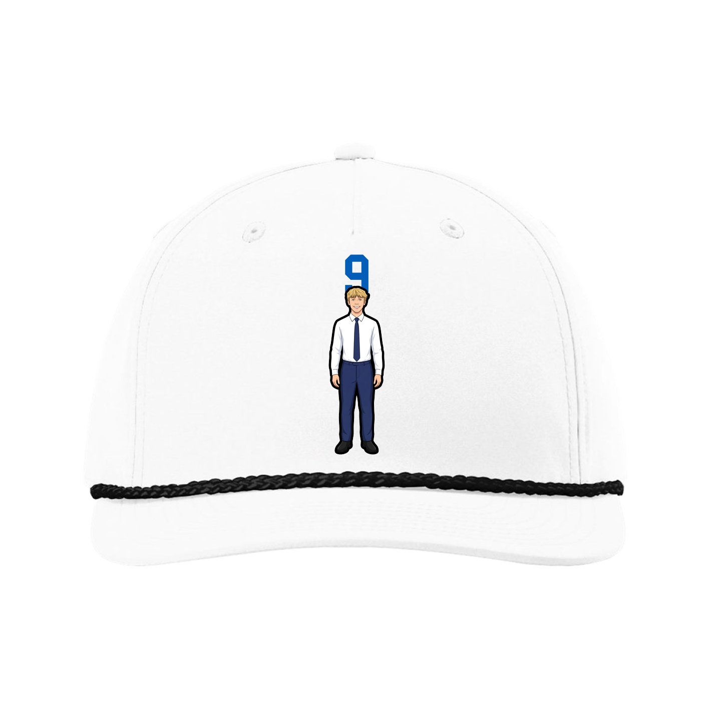 Five-Panel Classic Rope Cap — Number Top in White