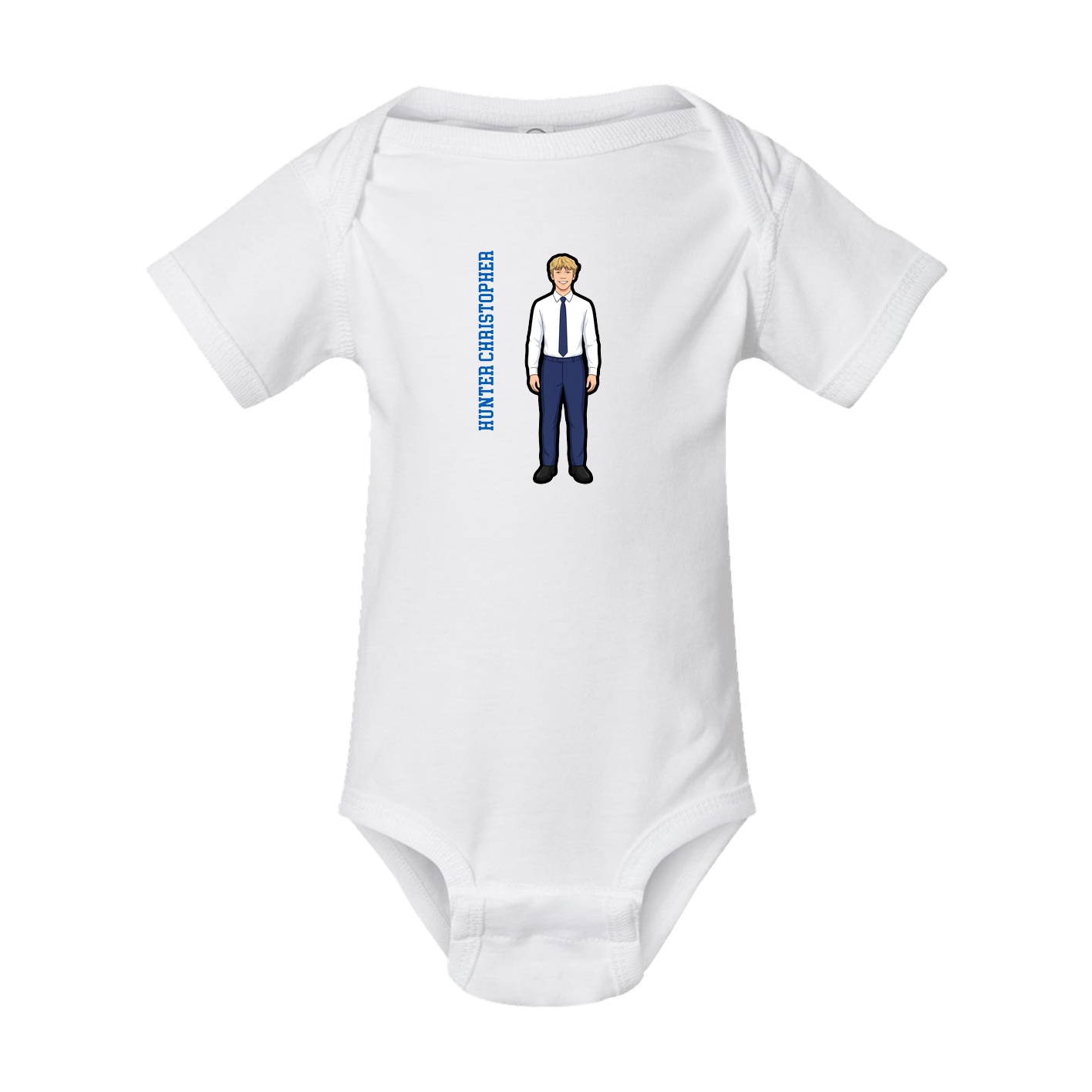Baby Onesie — Name Vertical in White