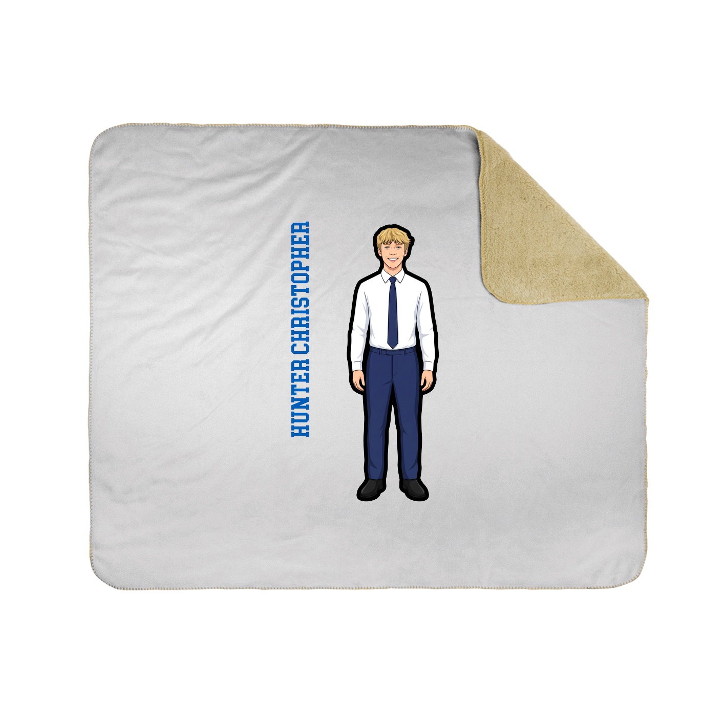 Throw Blanket — Name Vertical in White