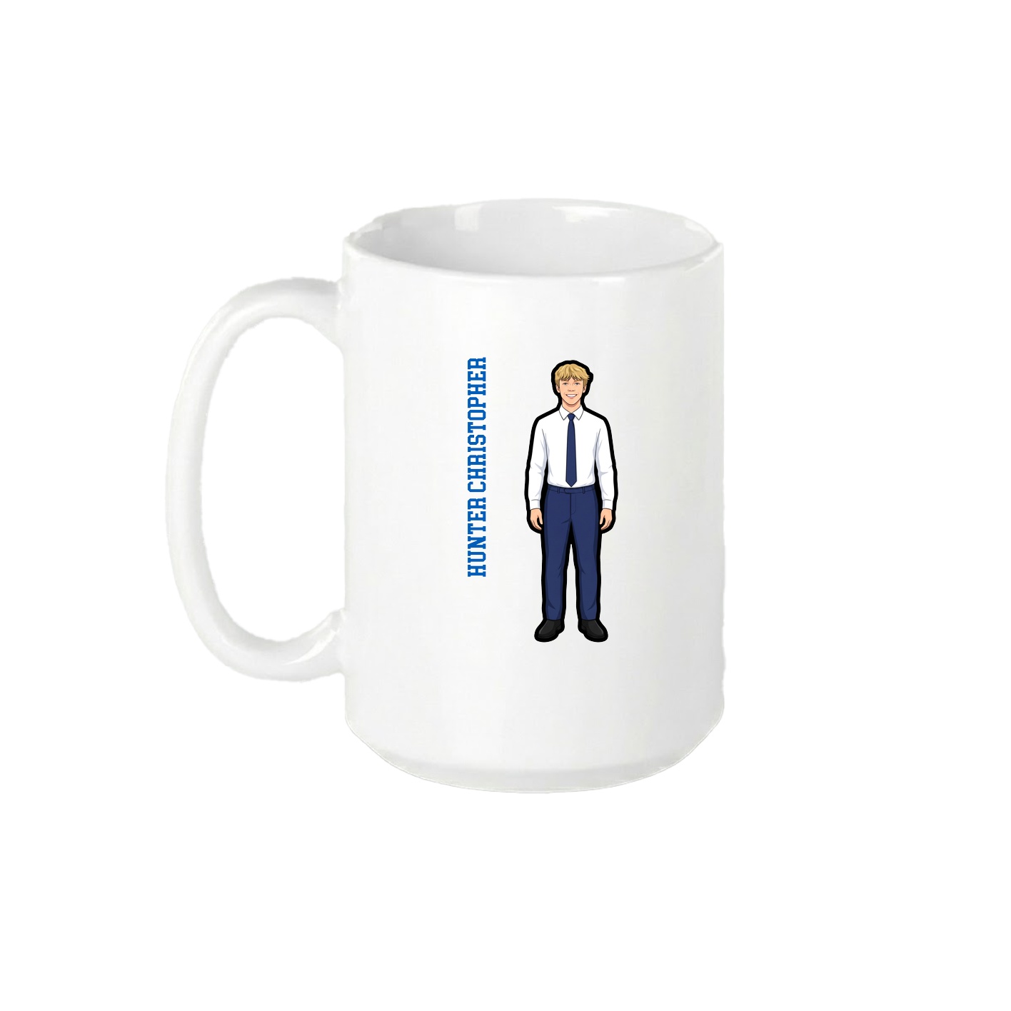 15oz Coffee Mug — Name Vertical in White