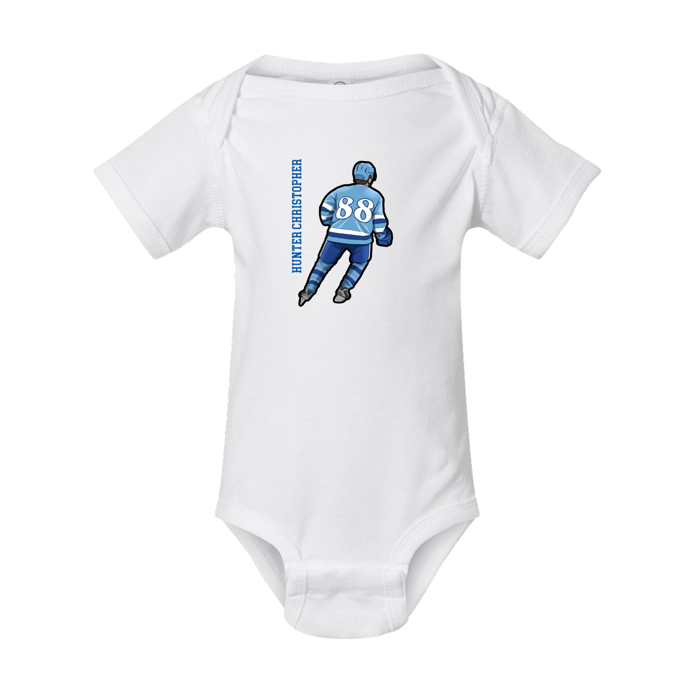 Baby Onesie — Name Vertical in White