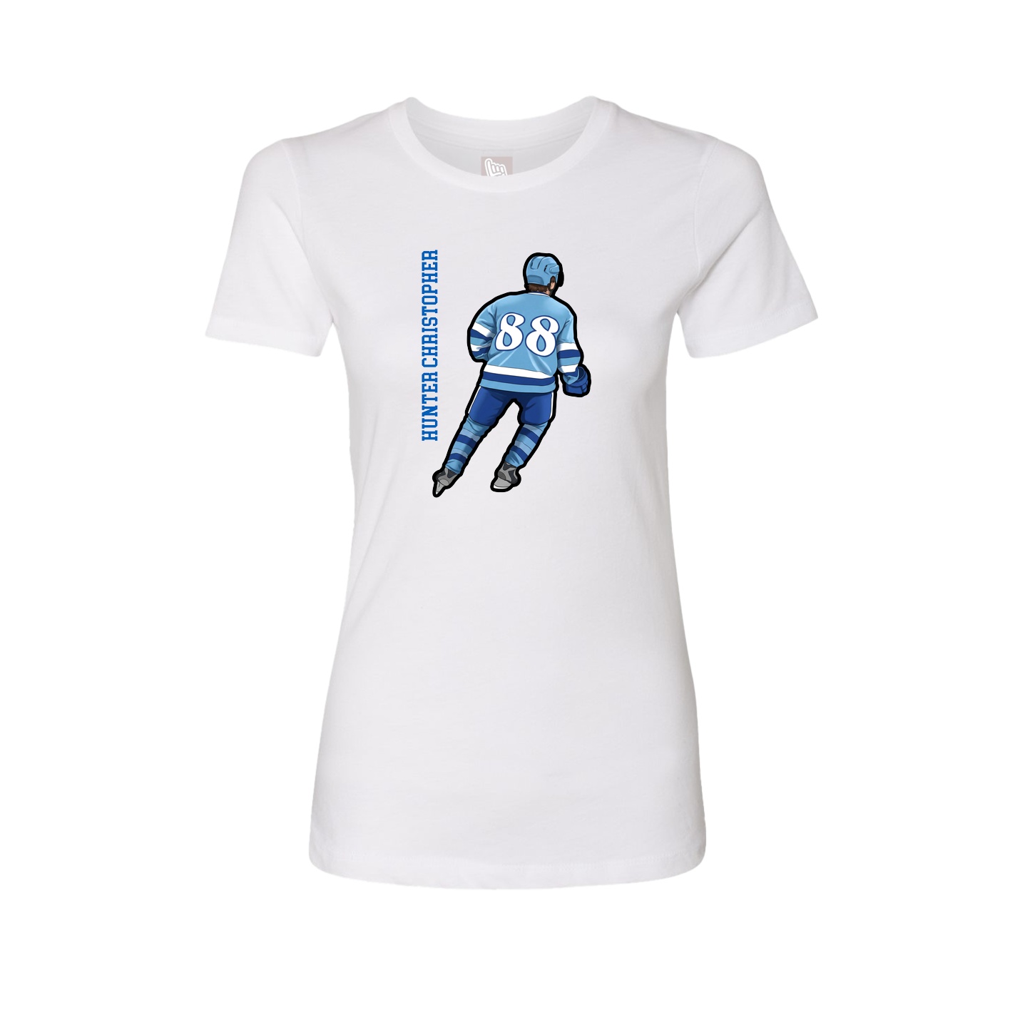 Fitted Women's Tee — Name Vertical in White