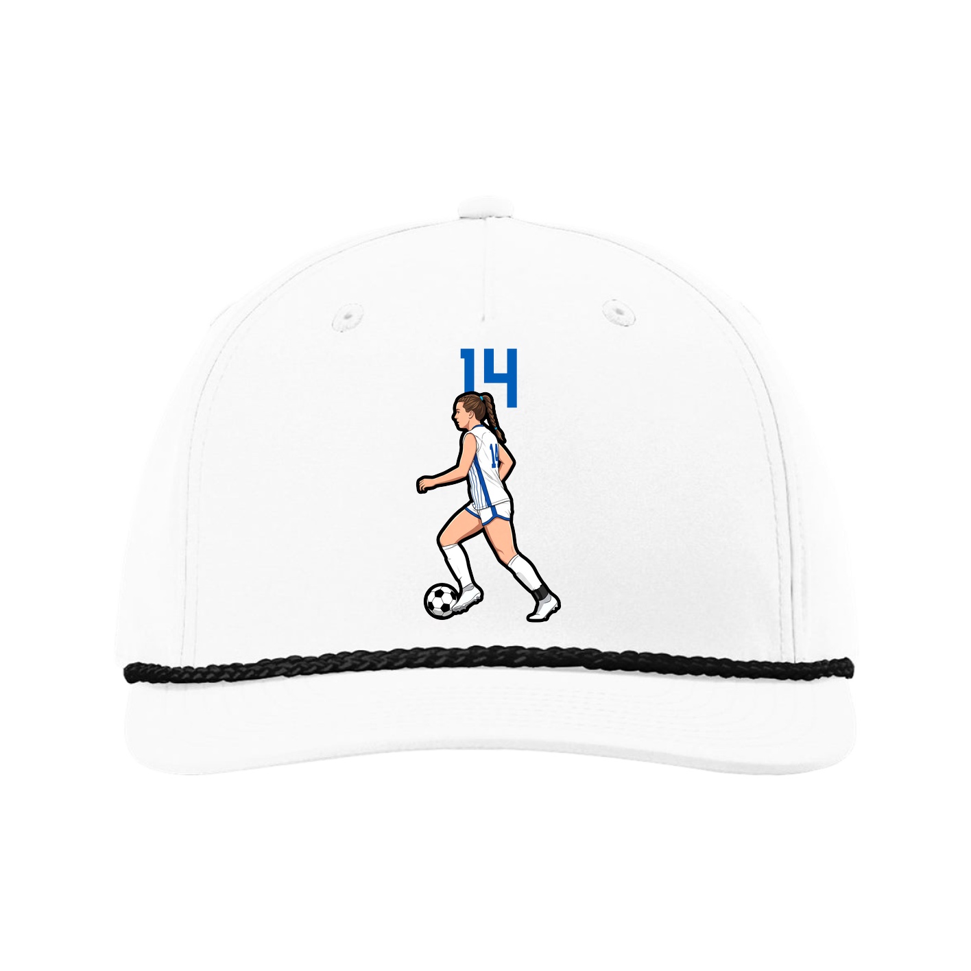 Five-Panel Classic Rope Cap — Number Top in White