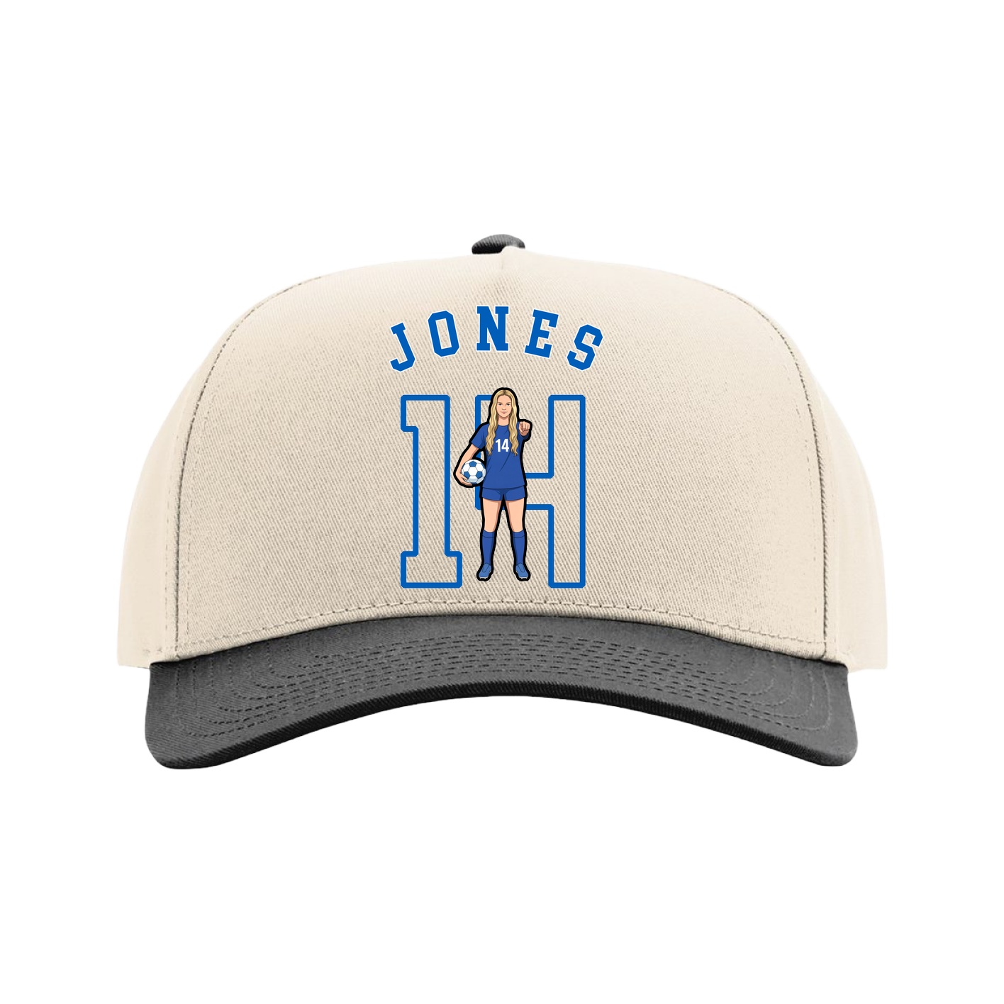 Full Fabric Five-Panel Champ Cap — Shirsey Arch in Cream/Black