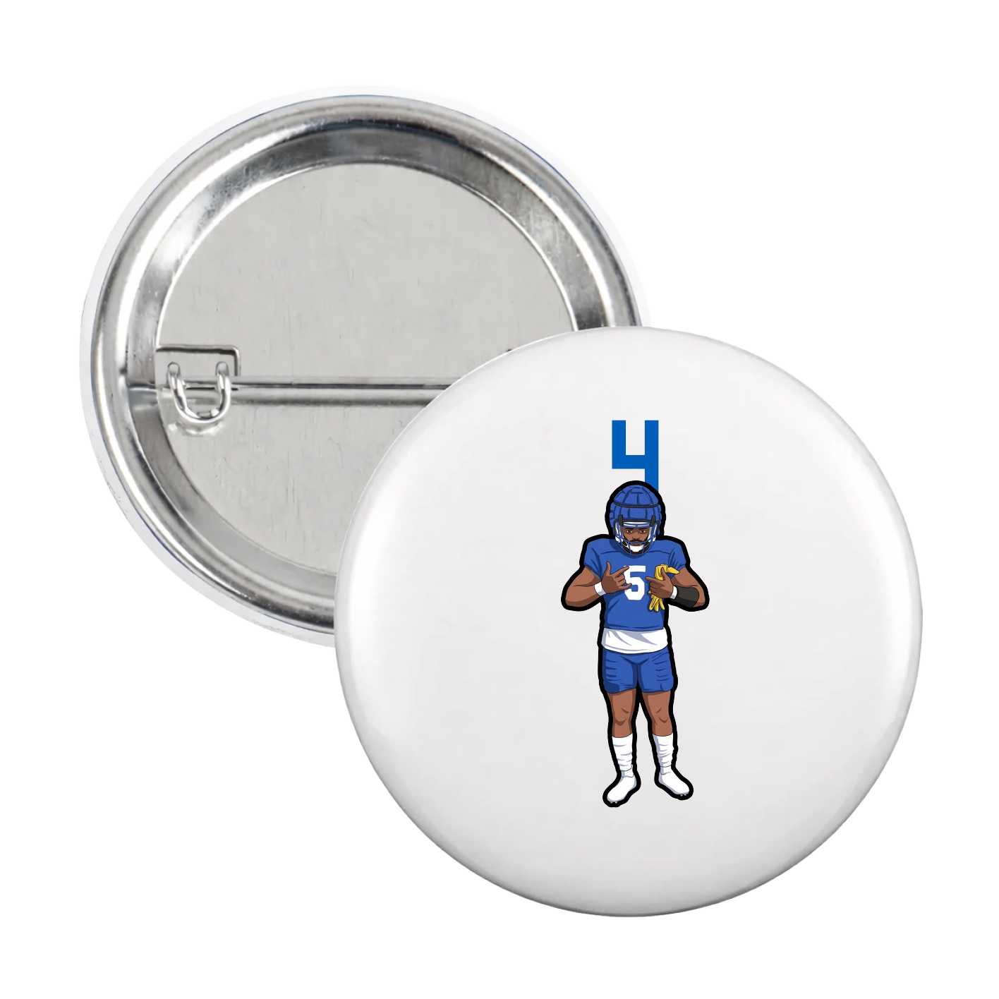 Game Day Button — Number Top in White