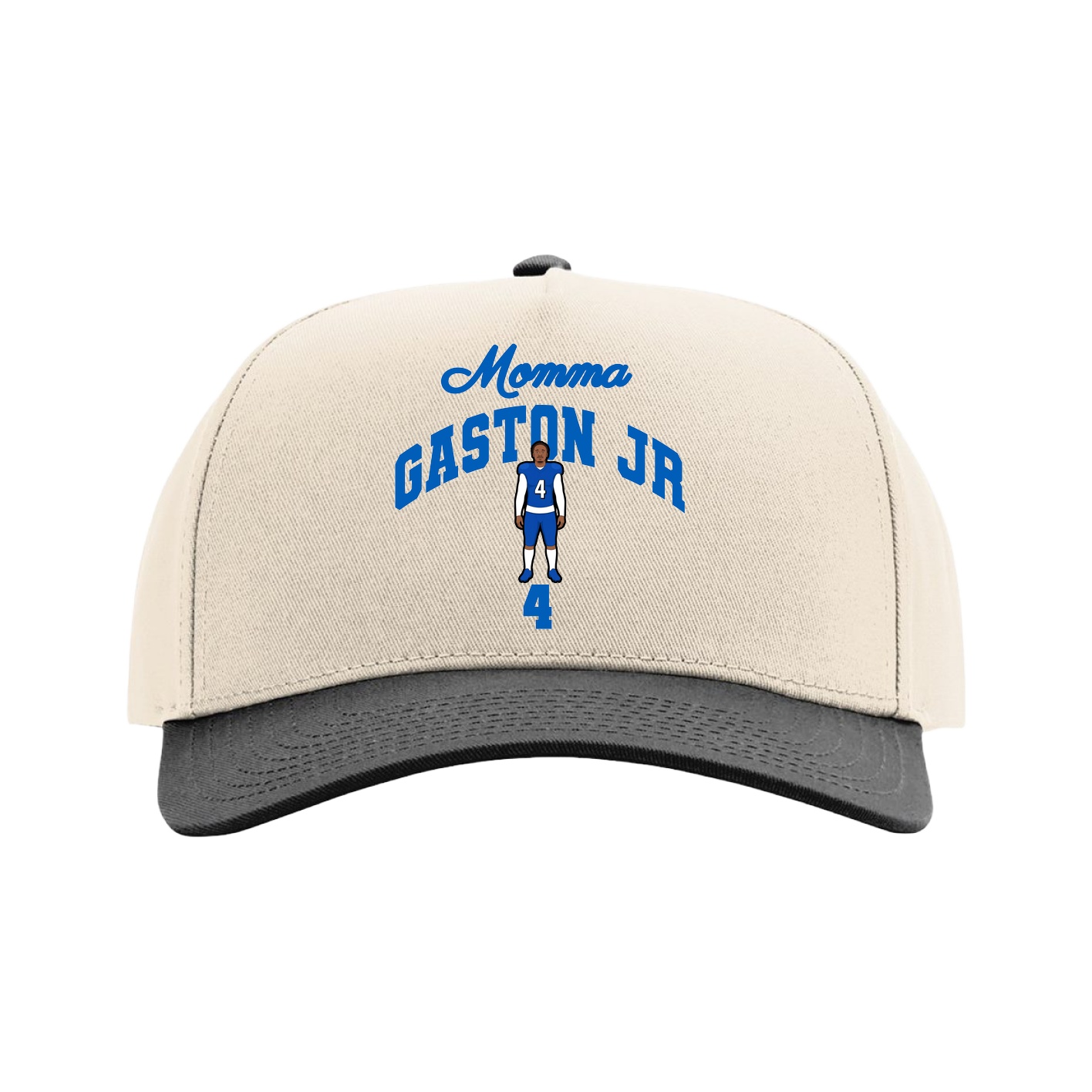 Full Fabric Five-Panel Champ Cap — Mothers Day Arch in Cream/Black