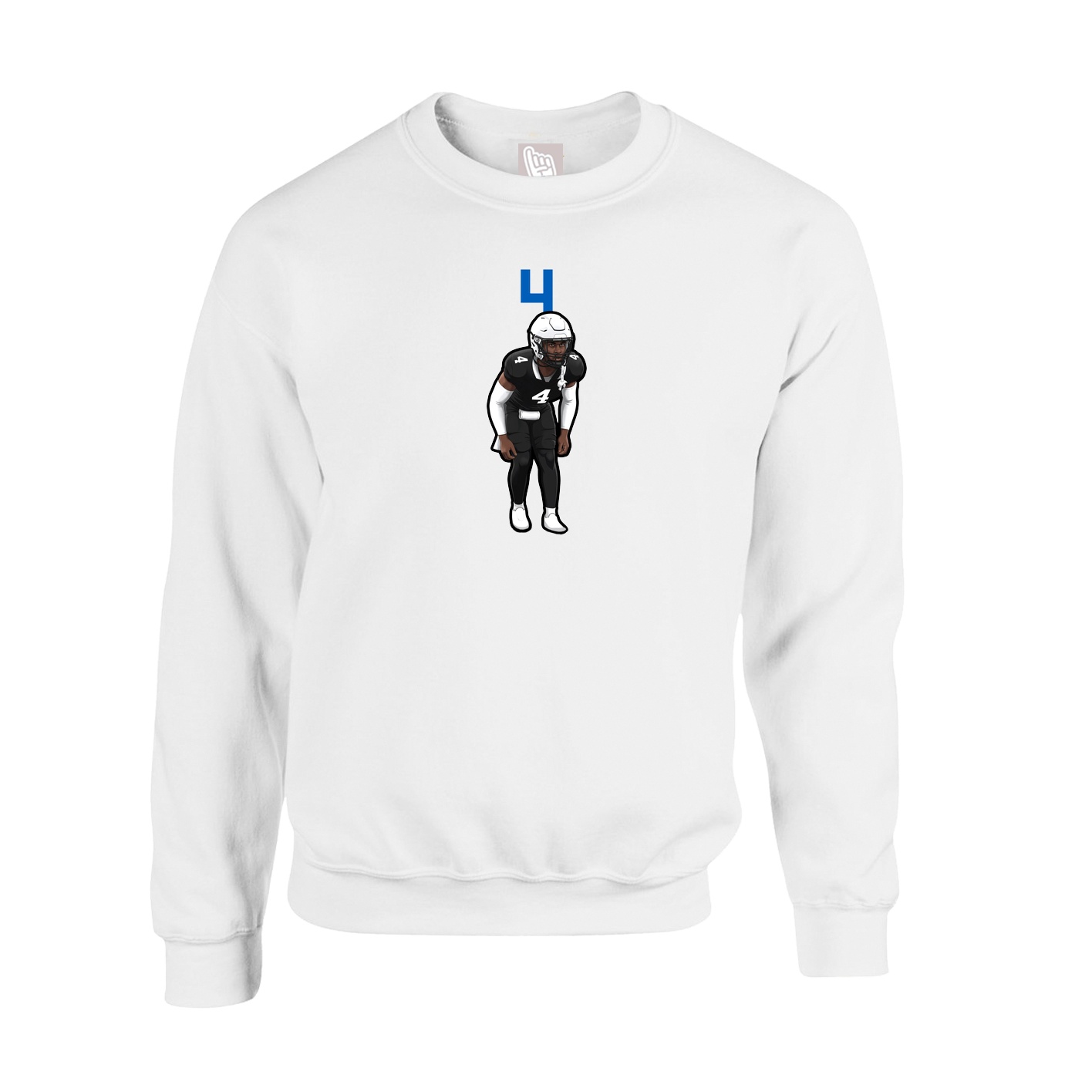 Fleece Crew — Number Top in White