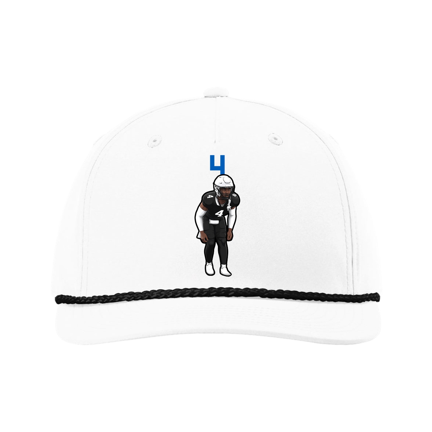 Five-Panel Classic Rope Cap — Number Top in White