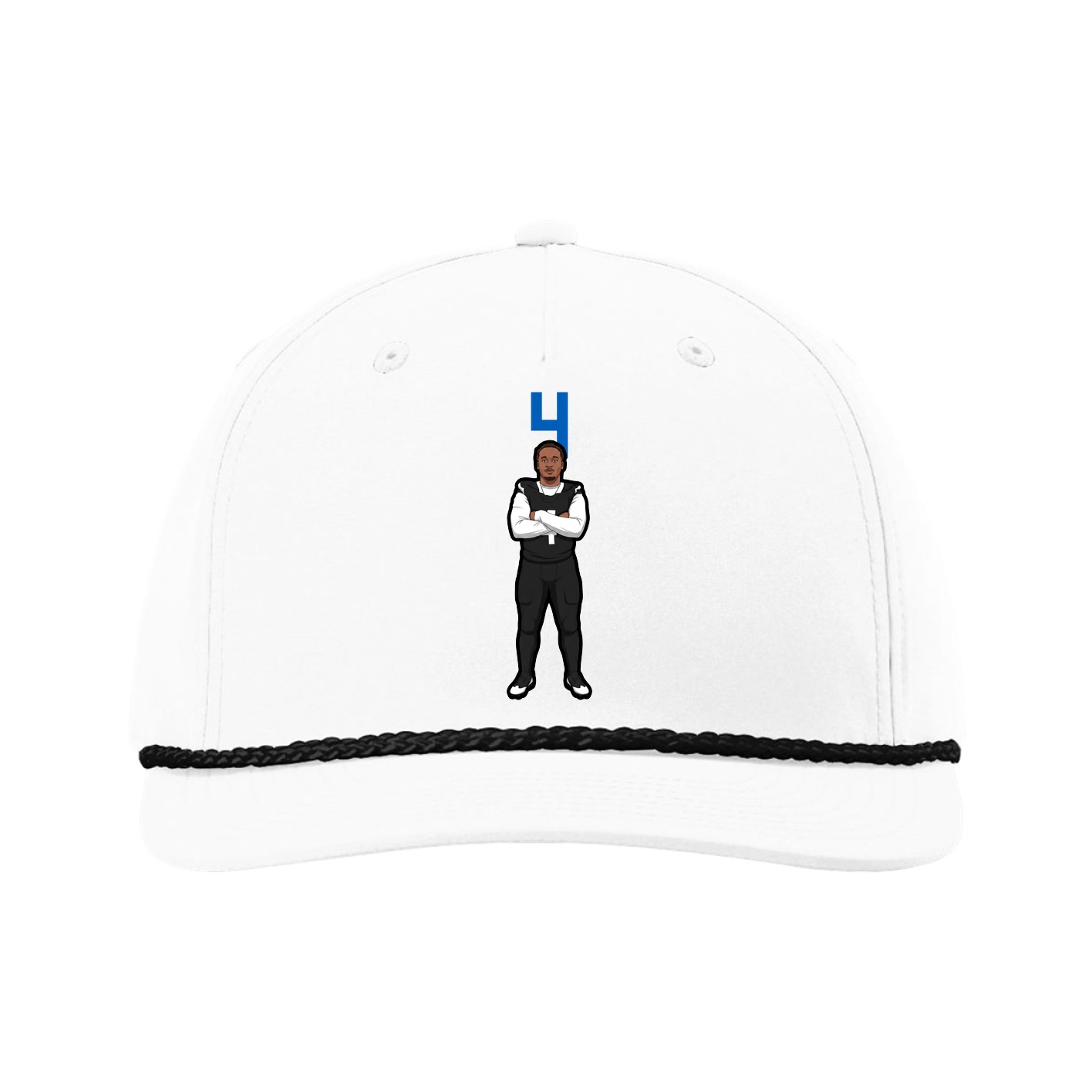 Five-Panel Classic Rope Cap — Number Top in White
