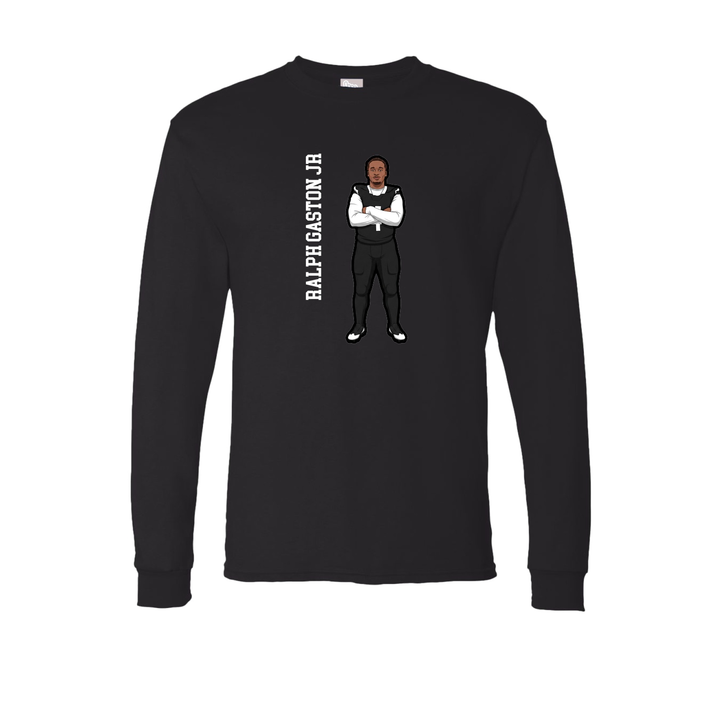 Long Sleeve Tee — Name Vertical in Black