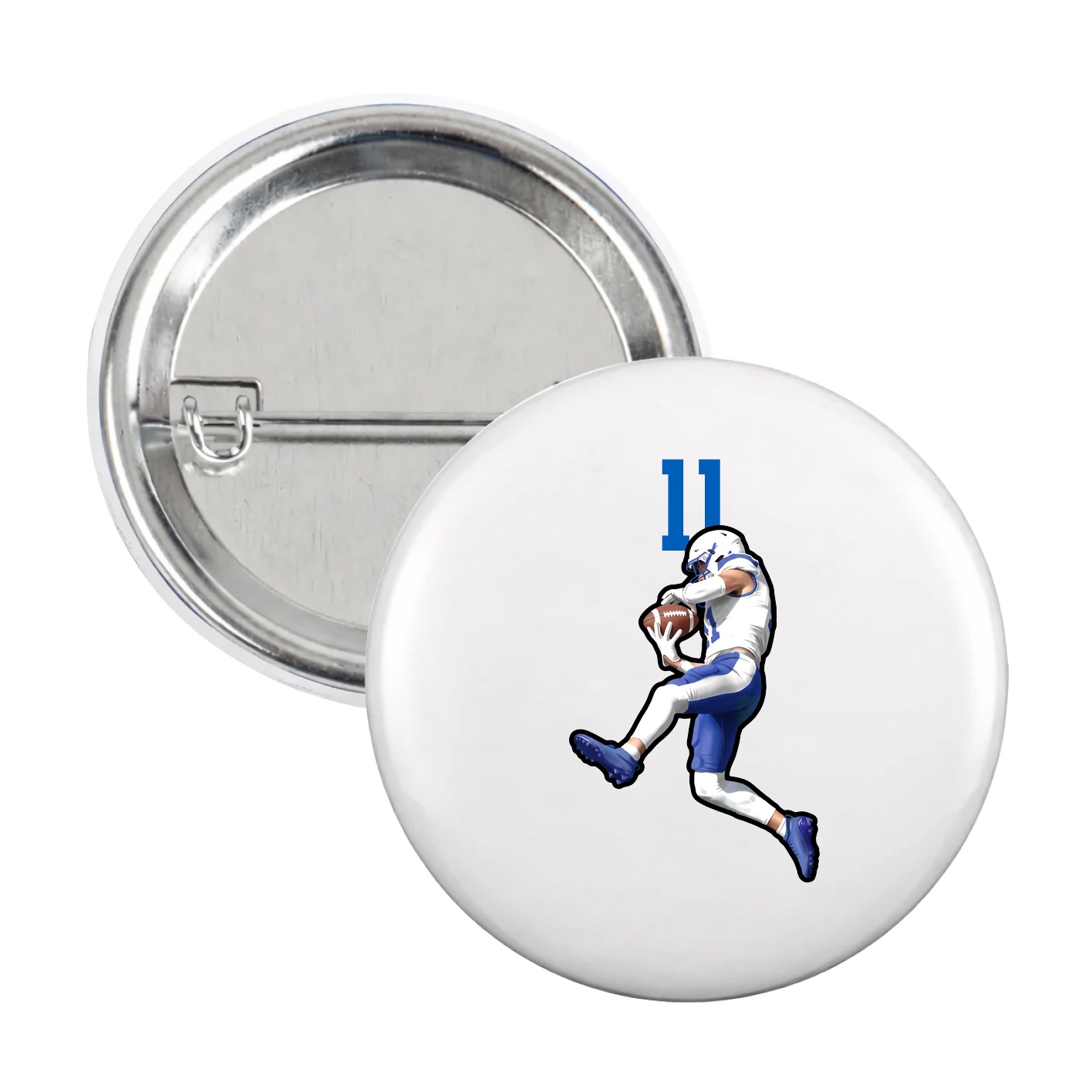 Game Day Button — Number Top in White