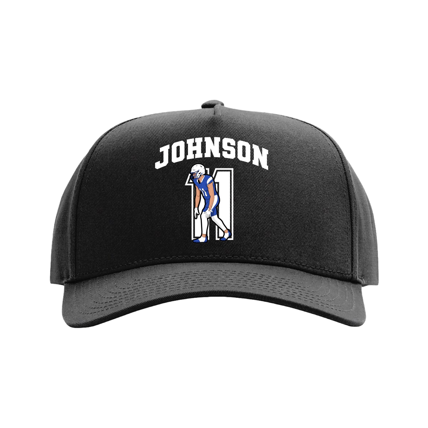 Full Fabric Five-Panel Champ Cap — Number in Black