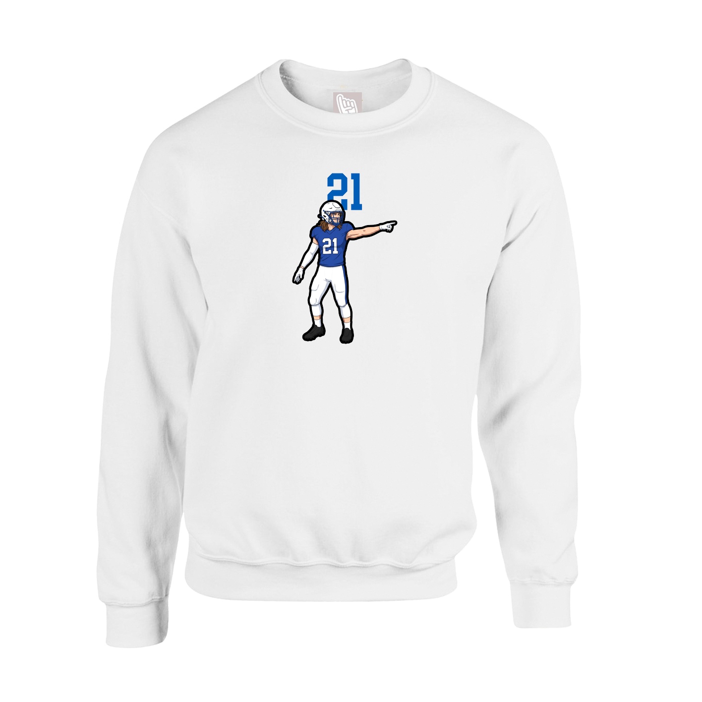 Fleece Crew — Number Top in White