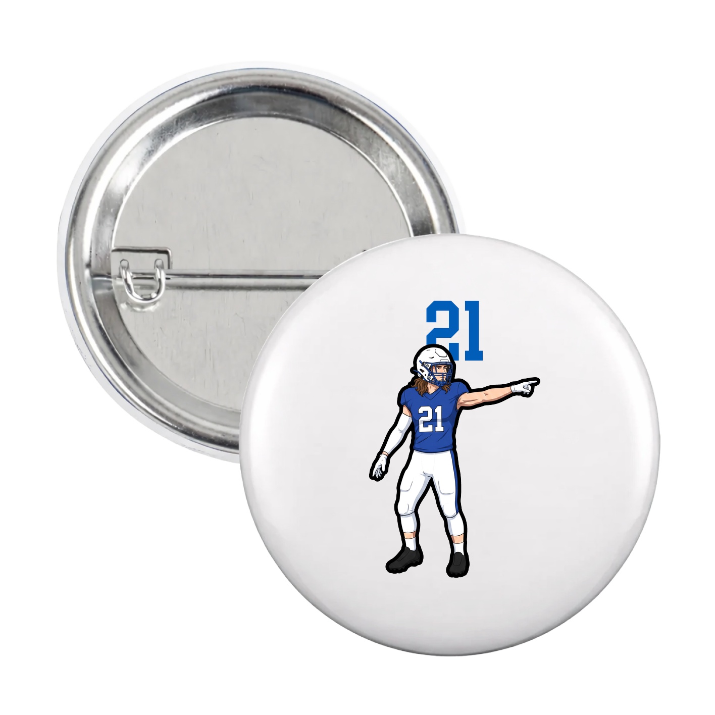 Game Day Button — Number Top in White