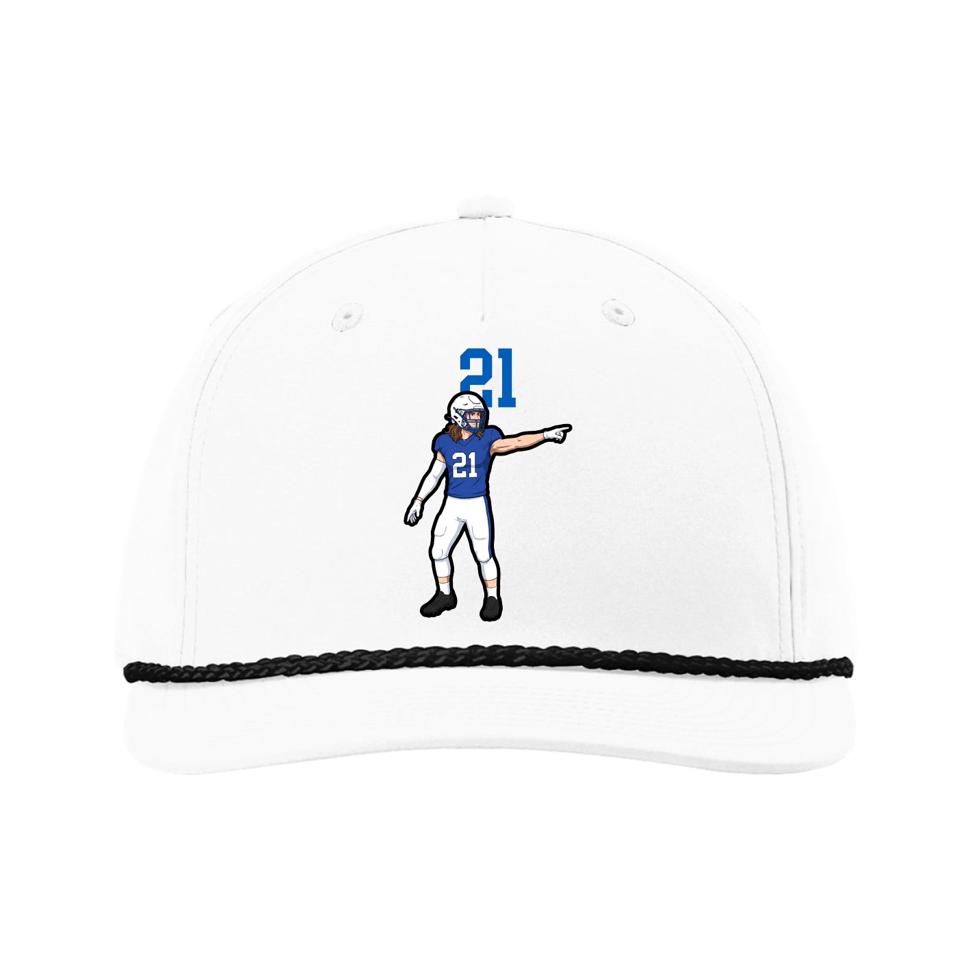 Five-Panel Classic Rope Cap — Number Top in White