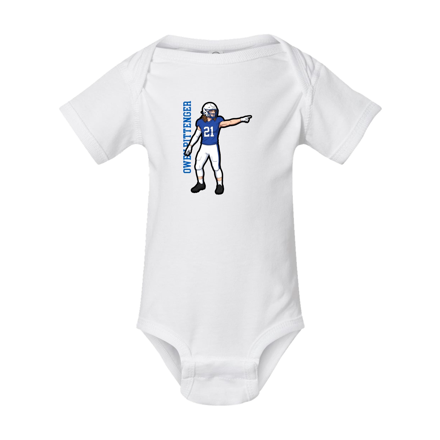 Baby Onesie — Name Vertical in White