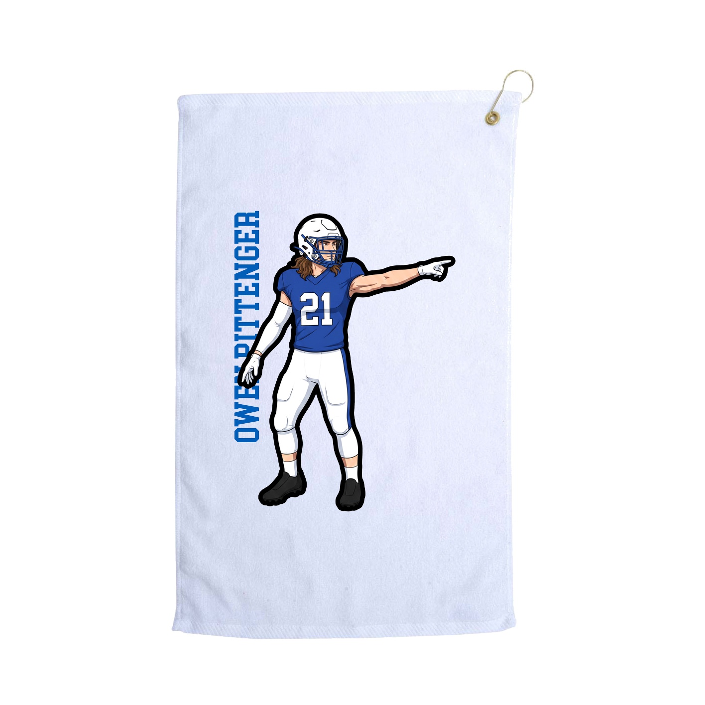Golf Towel — Name Vertical in White