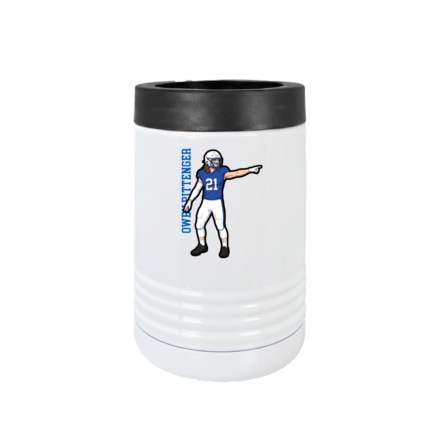 Beverage Holder — Name Vertical in White