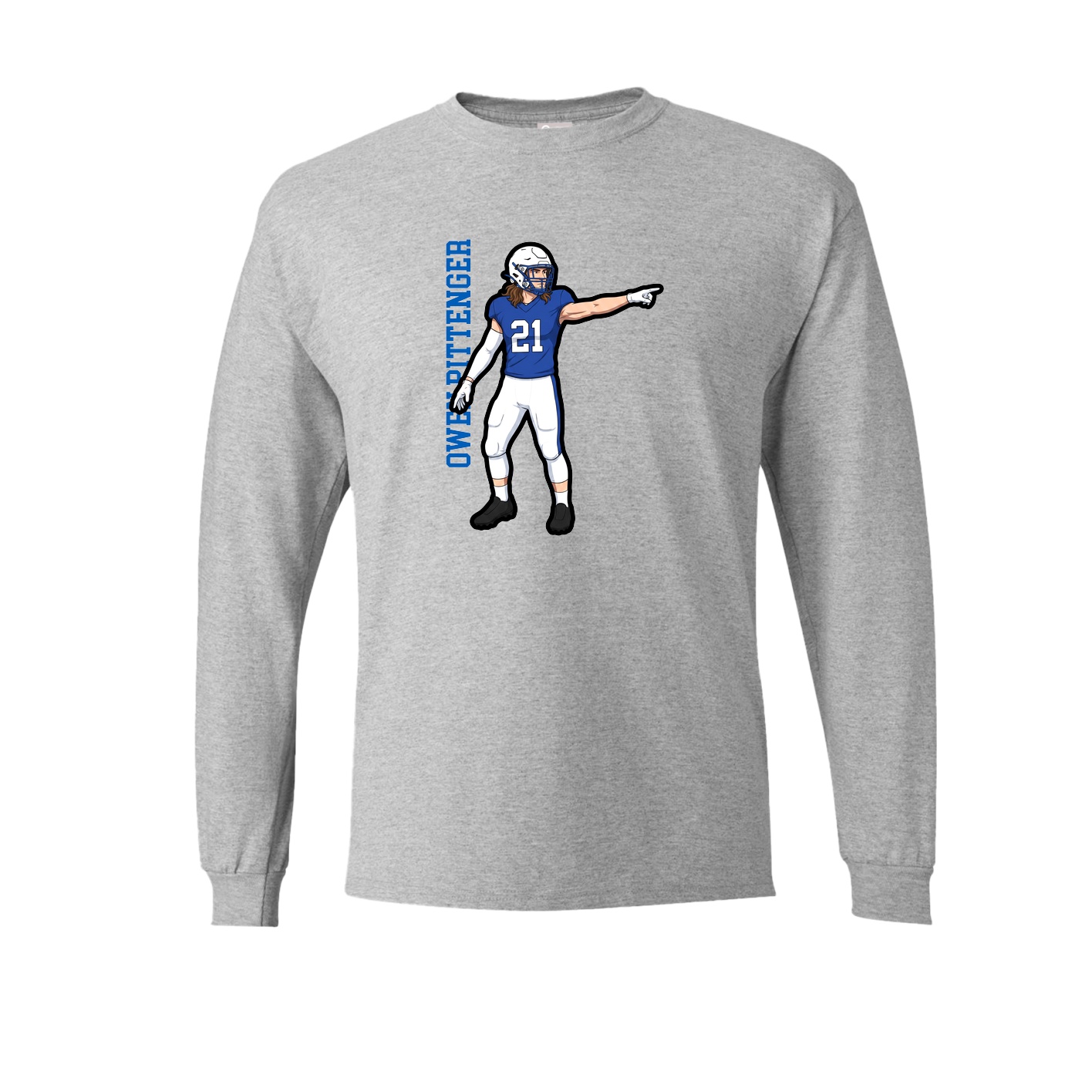 Long Sleeve Tee — Name Vertical in Grey