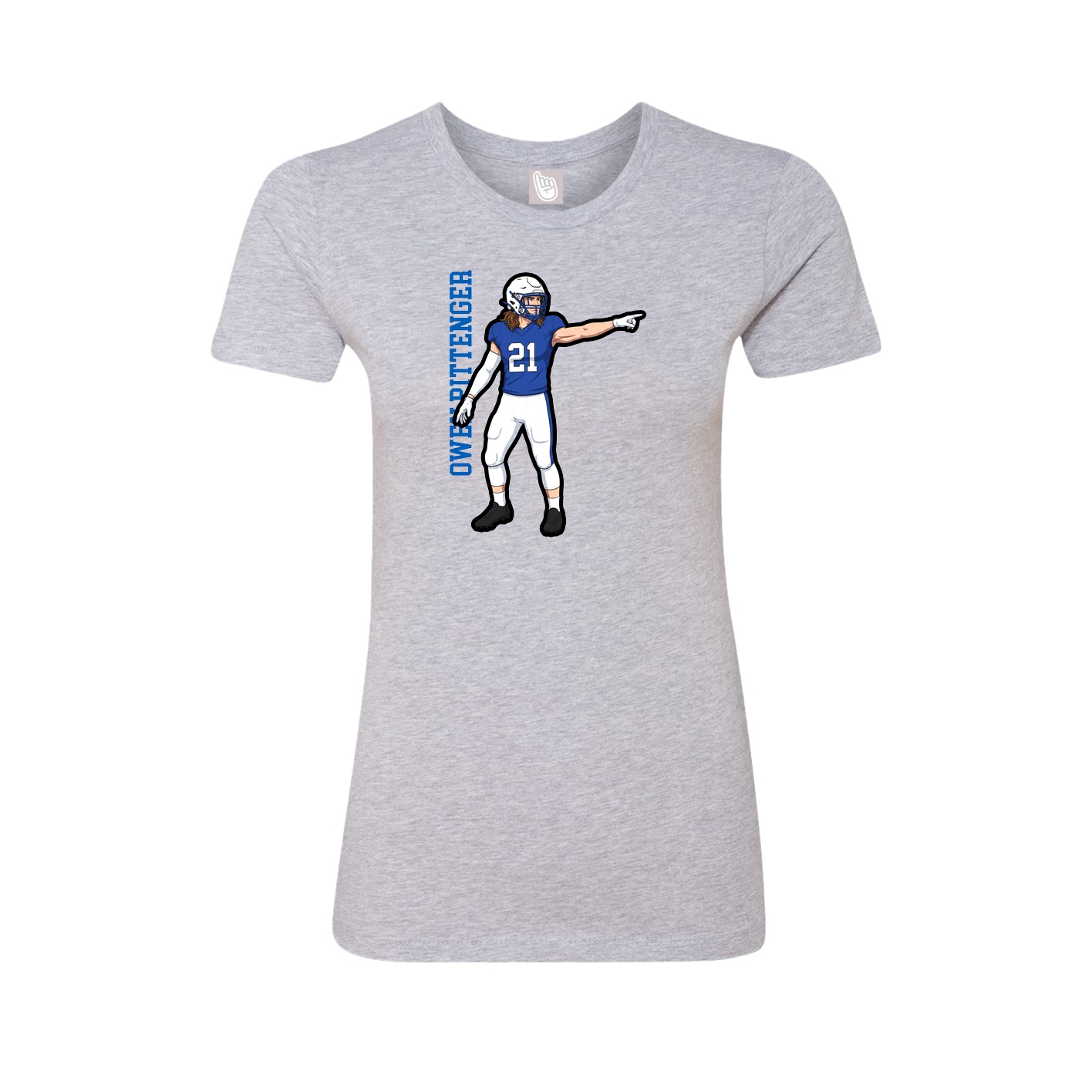 Fitted Women's Tee — Name Vertical in Grey