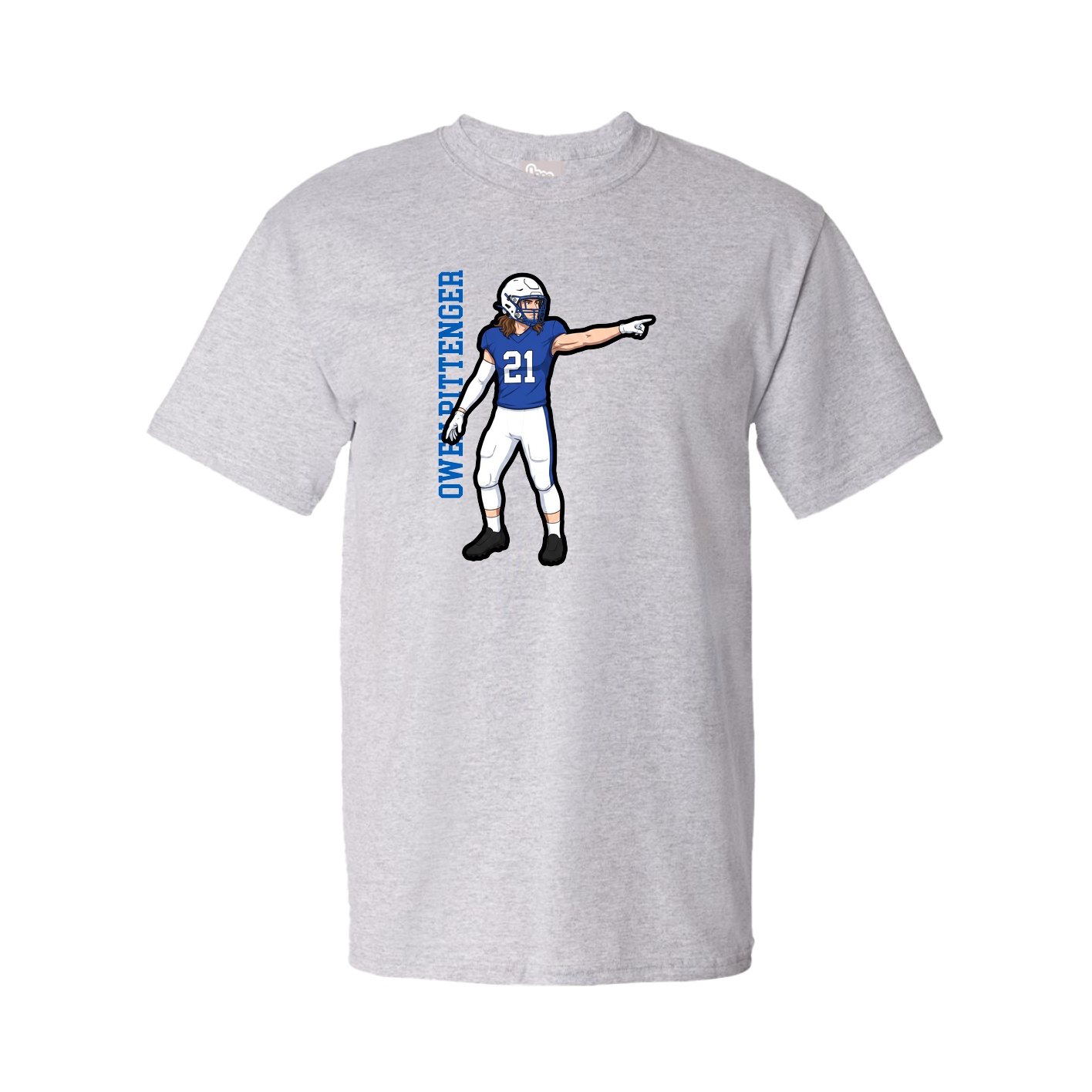 Youth Tee — Name Vertical in Grey